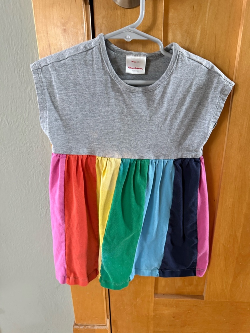 Hanna Andersson Gray Top with Rainbow Panel Skirt